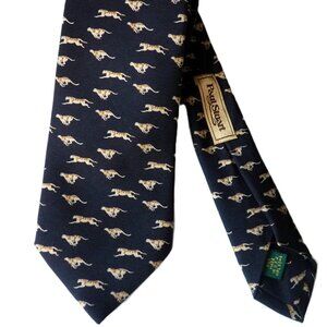 Paul Stuart leopard cheeta black background skinny silk tie